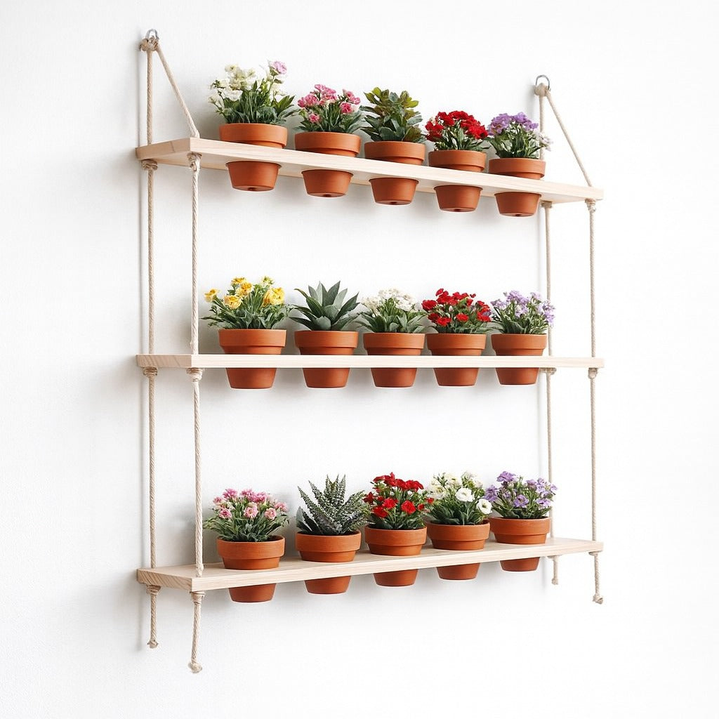 Jardim Horta Vertical Com 03 Prateleiras E 12 Vasos Brinde