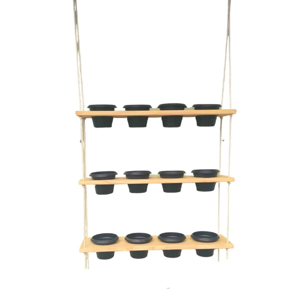 Jardim Horta Vertical Com 03 Prateleiras E 12 Vasos Brinde