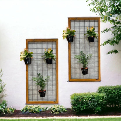 Floreira suspensa, Jardim Vertical de Parede madeira com grade