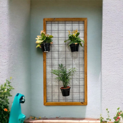 Floreira suspensa, Jardim Vertical de Parede madeira com grade