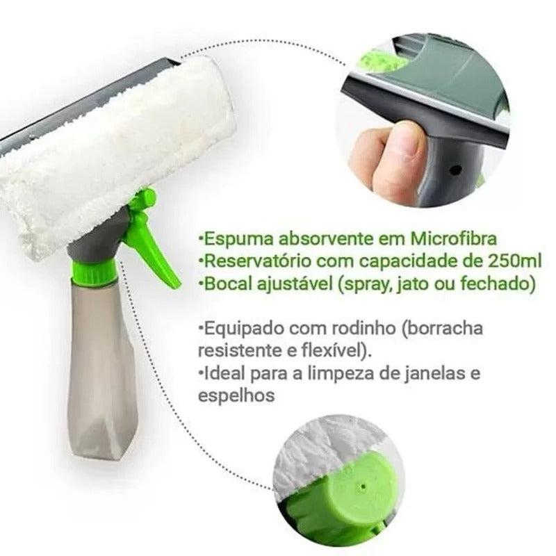 Rodo Spray Limpa E Seca Janelas Vidros 3 Em 1