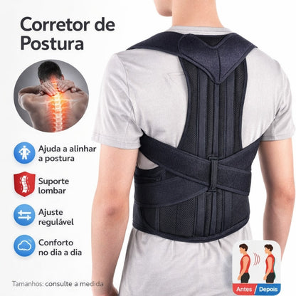 Corretor Postural Ajustável com Suporte Lombar