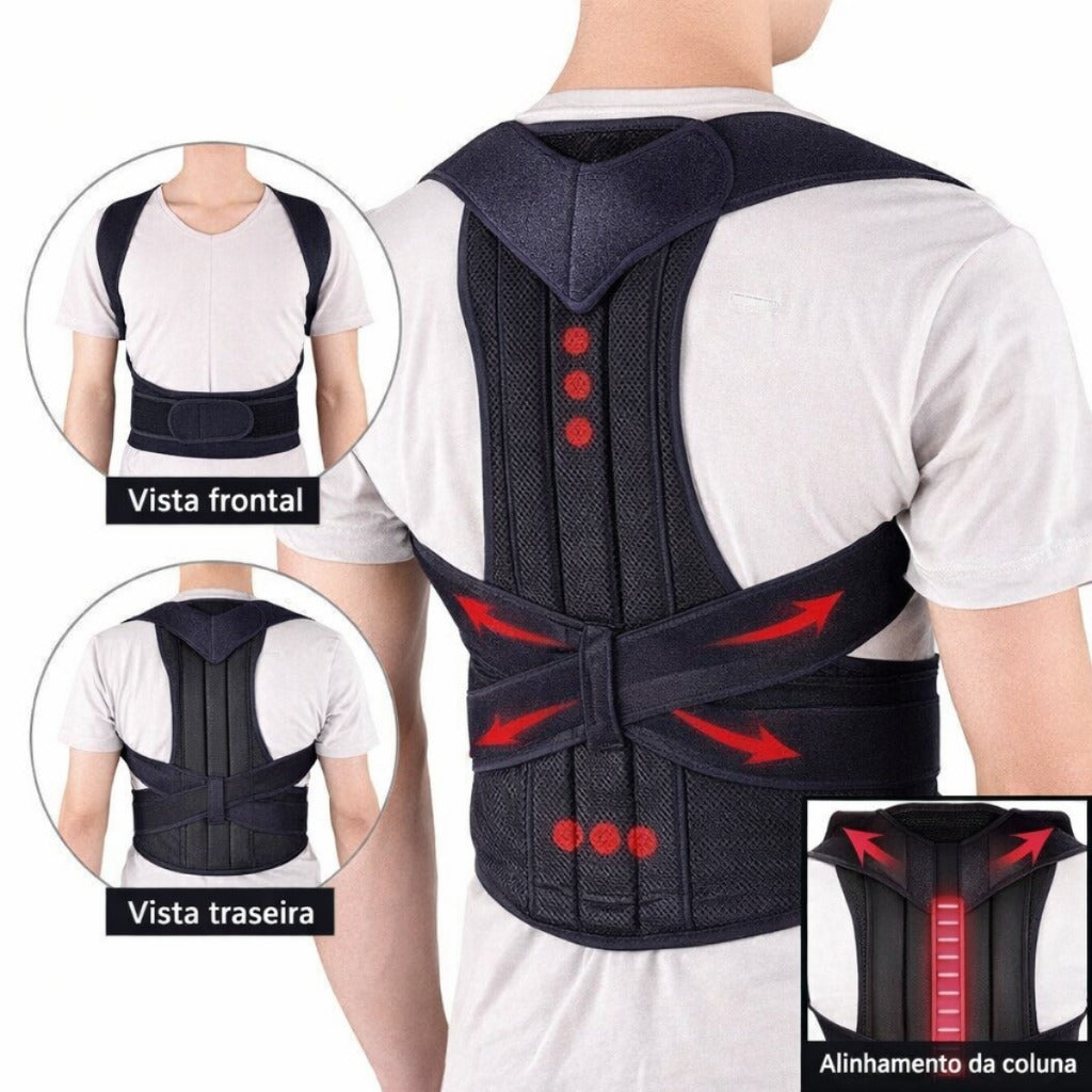 Corretor Postural Ajustável com Suporte Lombar